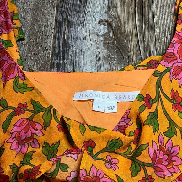 Veronica Beard NWT Silk Randa Top in Hot Orange Multi Size 8 - Picture 4 of 7